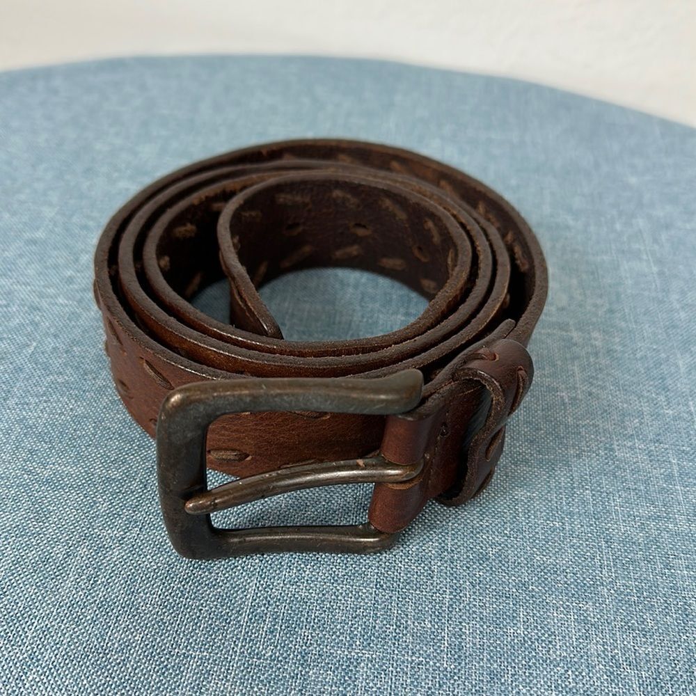 Levi’s Brown Italian Leather Belt Lace Detailing Size 42/105